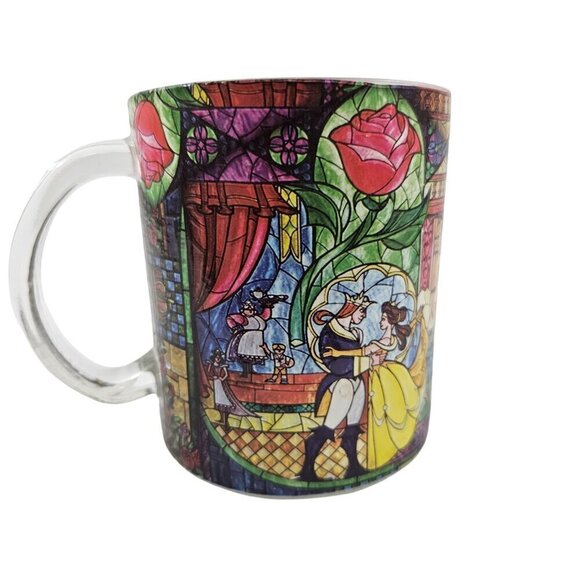 Disney Beauty & The Beast Belle Rose Window 17.5 Oz Stained Glass Coffee Tea Mug - Picture 4 of 17